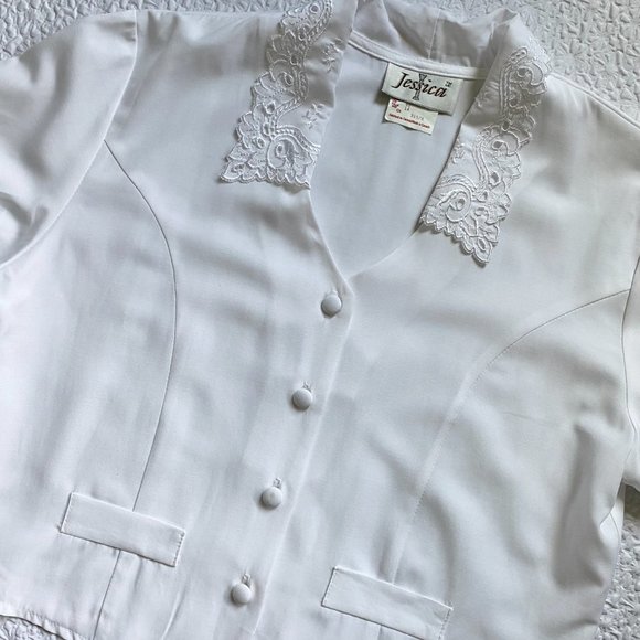 COPY - Vintage White Embroidered Collar Blouse - Picture 7 of 8